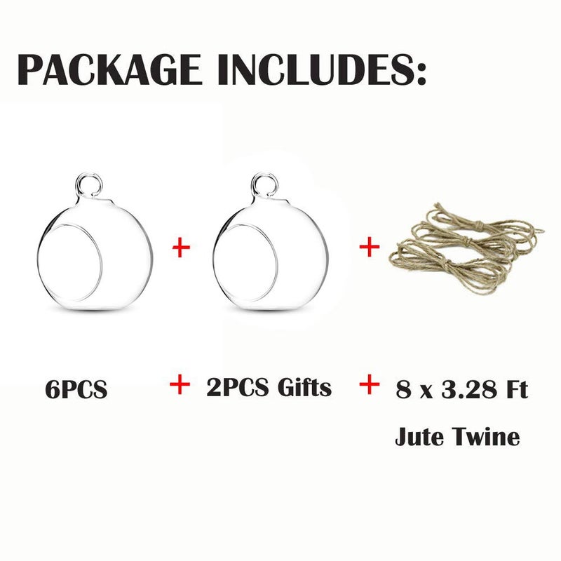 NUPTIO Pcs of 8 Hanging Glass Terrarium Air Plant Candle Holders Home Wedding Party Centerpieces Decor Indoor Outdoor Air Plant Terrariums - Image 4